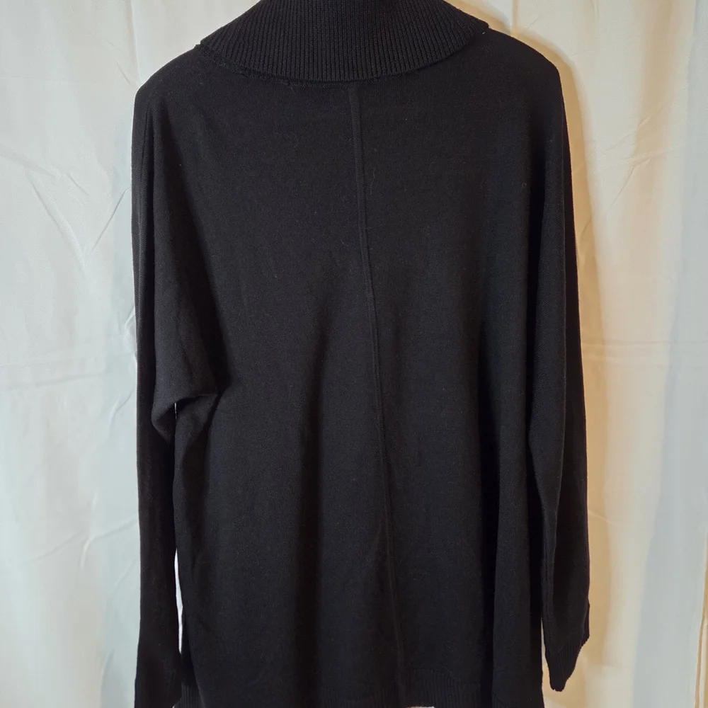 Talbots Elegant Merino Wool Black Cowl Neck Sweater Pockets Size XL - Picture 8 of 9